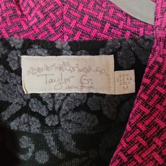 Vintage Taylor G Dallas Sz M Black Fleece Jacket Beaded Eclectic Mixed Media - Picture 2 of 6